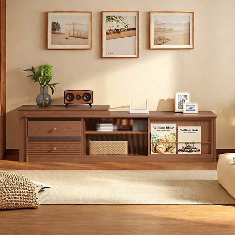 Meuble télé extensible en bois massif avec rangement élégant