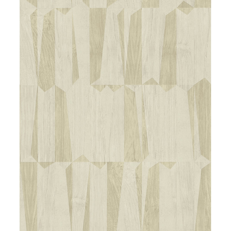 Breedsville Geo Point Wood Effect Motif 10.05m x 53cm Textured Matte Wallpaper Roll, Beige/Cream/Grey