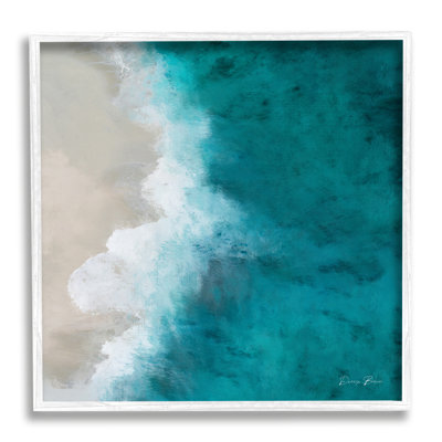 Vue aérienne de la plage de l'océan, peinture sur toile par Denise Brown - Peinture