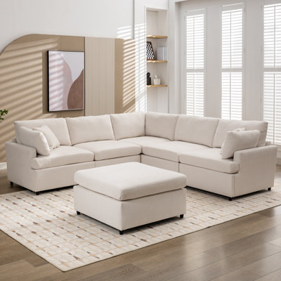 Canapé modulaire rembourré en U avec repose-pieds amovible Kian