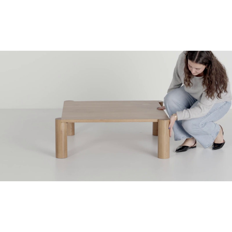 Post 36'' Black Oak Solid Wood Low-Profile Coffee Table