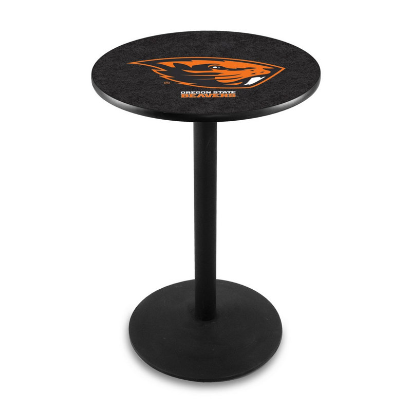 Round Metal Base Dining Table, Black Wrinkle, Oregon State University