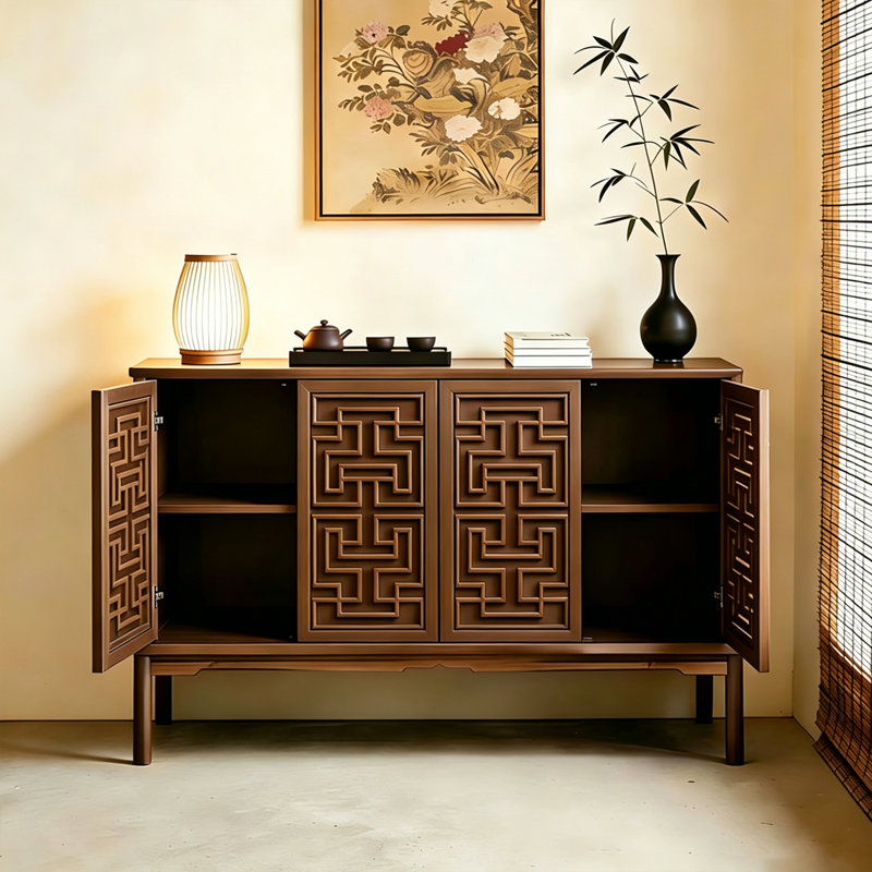 Buffet luxueux rétro de style chinois, H 35,4 po x l 55,1 po x P 15,7 po