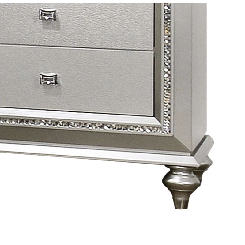 Table de chevet champagne avec étincelle - l 30 po x P 18 po, 67 lb, fonctionnalité de tiroir lisse, structures de construction en bois massif étincelant dans la partie inférieure, éléments de pièce d'accessoire à garniture brillante,