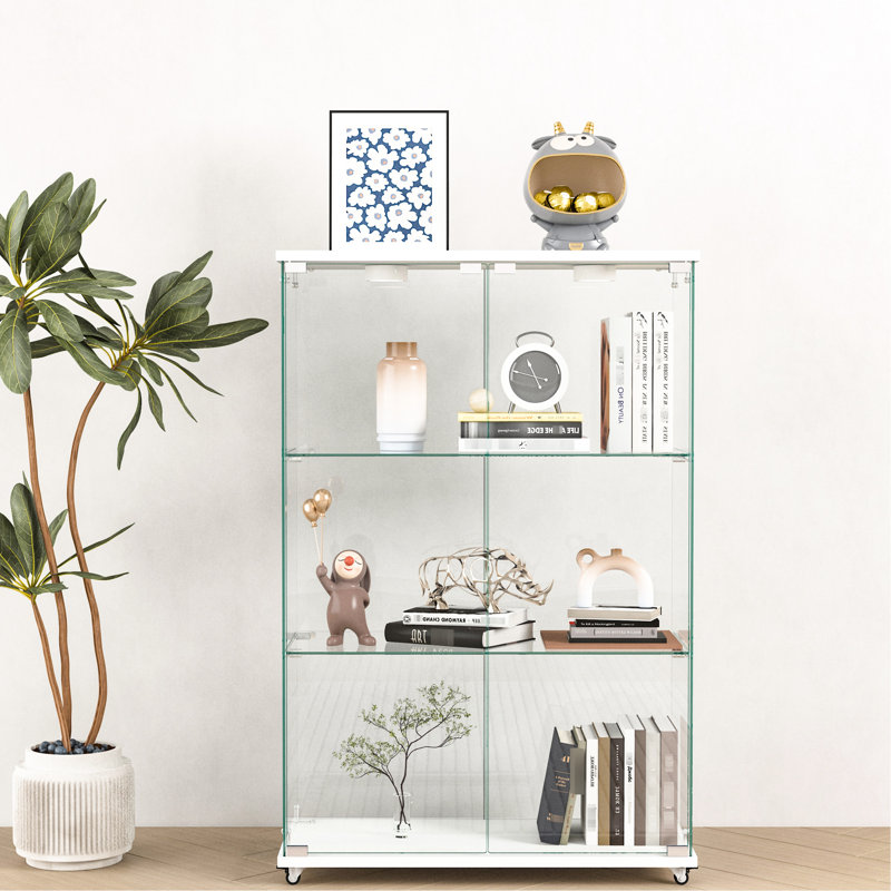 Élégante vitrine en verre trempé avec éclairage DEL, facile à nettoyer, pour les chambres à coucher et les centres commerciaux, d'une hauteur de 47,9 po et d'une largeur de 14,65 po