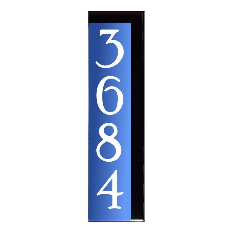 Enseigne d’adresse verticale à del avec un transformateur enfichable, Oui, Bleu
