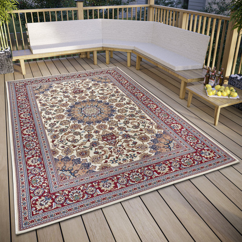 Indoor and outdoor rug Kadi- Flatweave, oriental design, detailed pattern, weatherproof and UV-resistant for the balcony, terrace, garden, living room