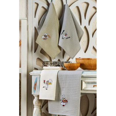 Ensemble de serviettes de cuisine de qualité supérieure (6 pièces), 100% coton, 15,7 po x 23,6 po | Motif brodé, lavable à la machine à 86 ° F, repassable | Doux, absorbant, parfait pour la cuisine et la salle à manger | Durable et élégant pour la maison