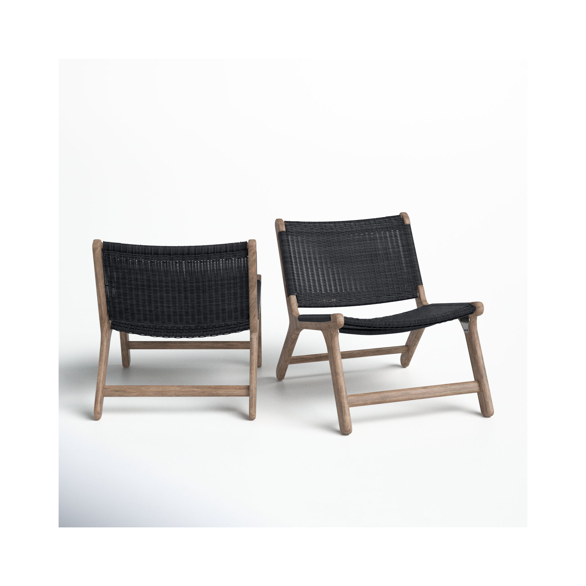 Almira Teak Outdoor Armless Lounge Chair, Driftwood Teak, Navy