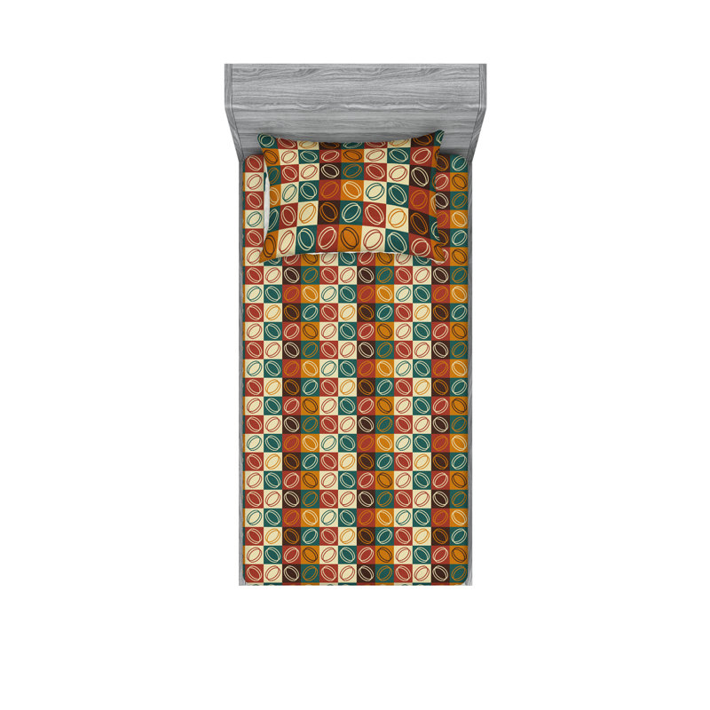 Drap-housse et taies décoratives Ambesonne, Ensemble de draps pour lit simple avec 1 taie d'or