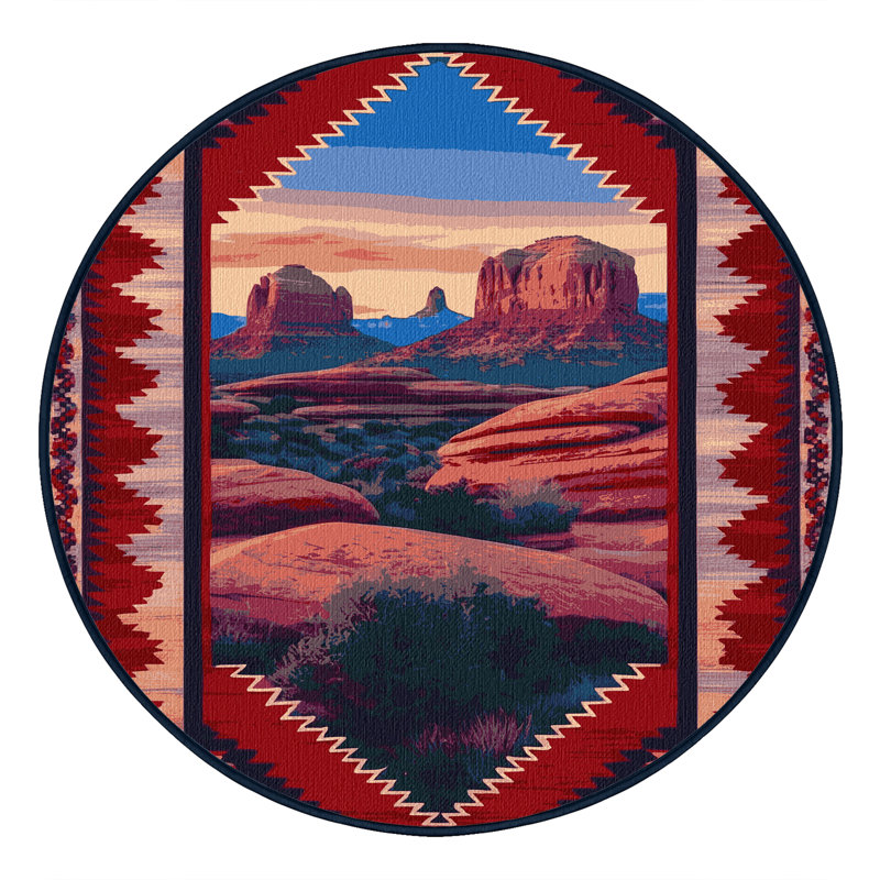  Tapis lavable Sedona Sunset Southwestern, Rond 7 pi