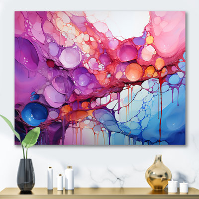 Symphony Purple And Blue Drip Painting - Drip Painting Wall Decor
