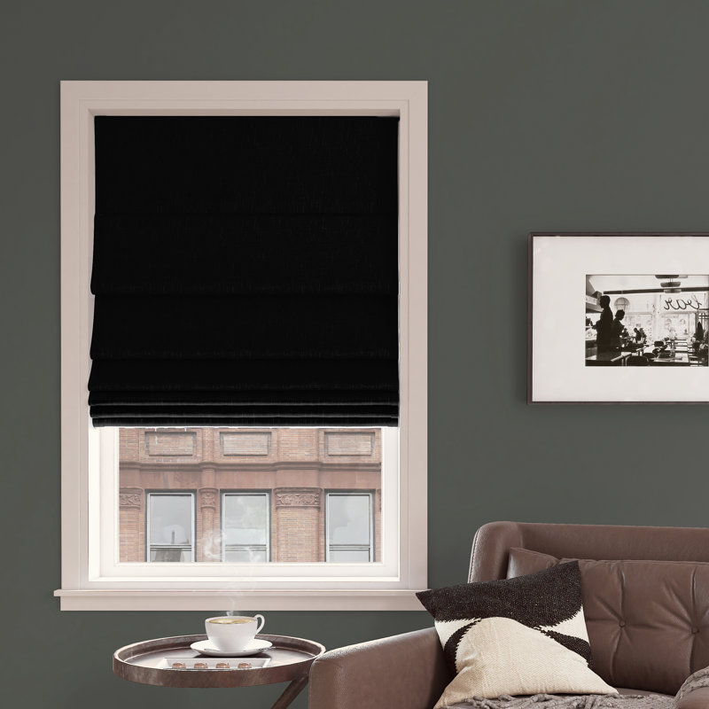 Rideau romain 100% occultant en velours Sun Zero, Noir, noir, noir, noir, L 35 po x L 64 po