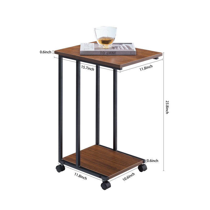 Edgecliff C-Shaped Tray Table – Sturdy Couch Desk for Laptop, Food & Reading, Walnut/Black