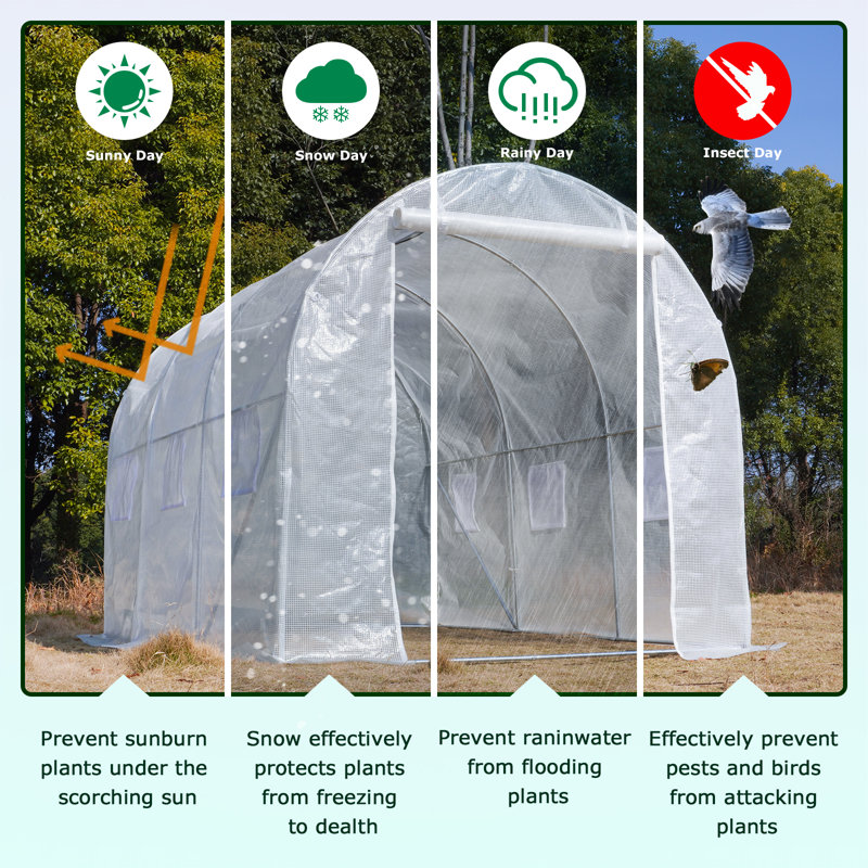 Greenhouse Multiple Sizes, Green, 120" W x 240" D x 80''H