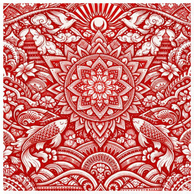 Toile tendue complexe rouge Mandala