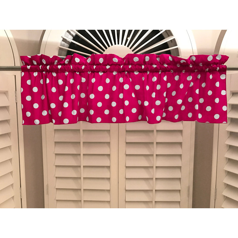 Cantonnière sur mesure en mélange de coton à pois 58 po Chrisman, L 58 po x L 28 po, Fuchsia / Blanc