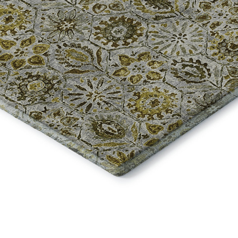 Premium Machine Washable Mayfield AMF1938 Floral Rug, Rectangle 10' x 14'