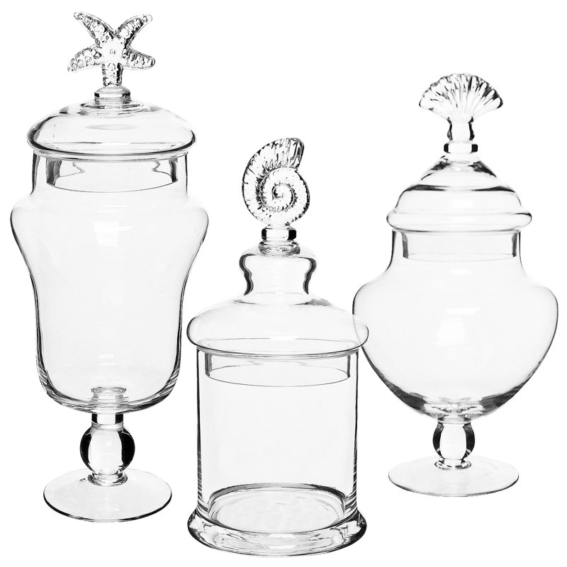 3 Piece Clear Glass Jar Set