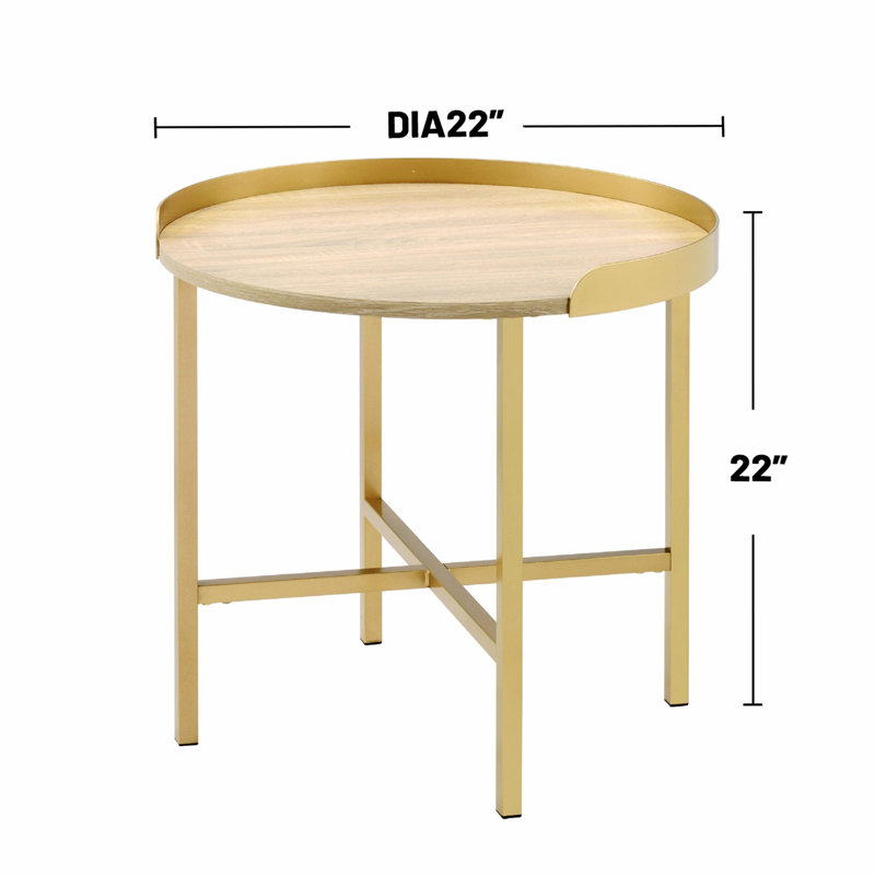 Petite table d'appoint, table de bout ronde avec base en métal