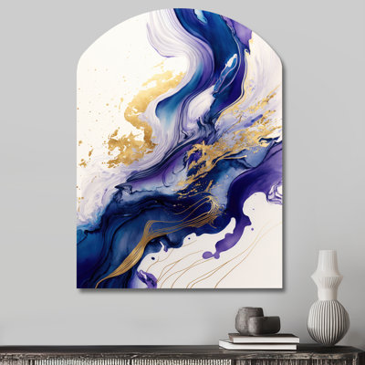 DeMille - Arch Abstract Spirals Metal Wall Decor, Asymmetrical Metal Wall Sculpture Print