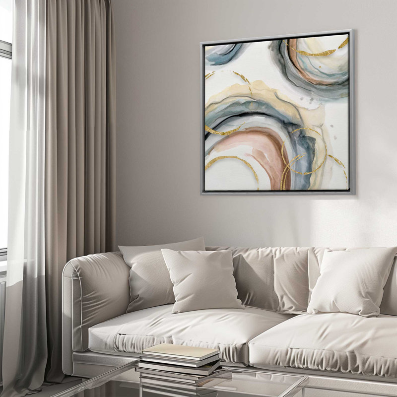 Golden Echoes v2 Print on Canvas, Opaque White Floater Framed, 24.75" H x 24.75" W x 1.75" D