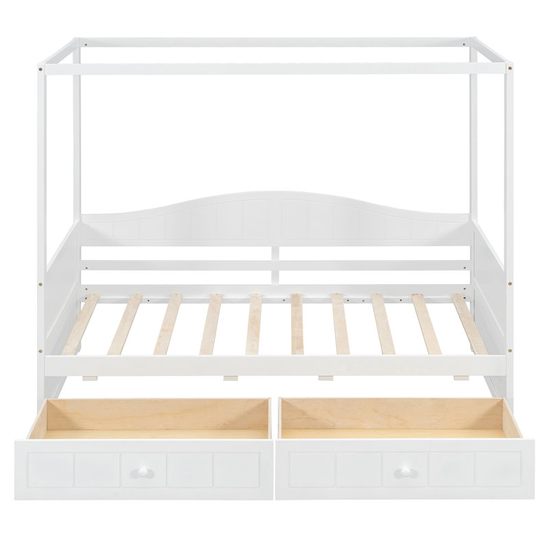 Lit simple en bois massif peu encombrant avec auvent moderne