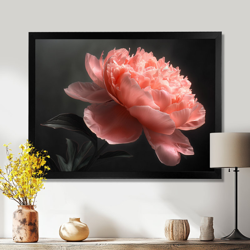 Décoration murale Heinemann - pivoines, H 12 po x l 20 po, Cadre noir