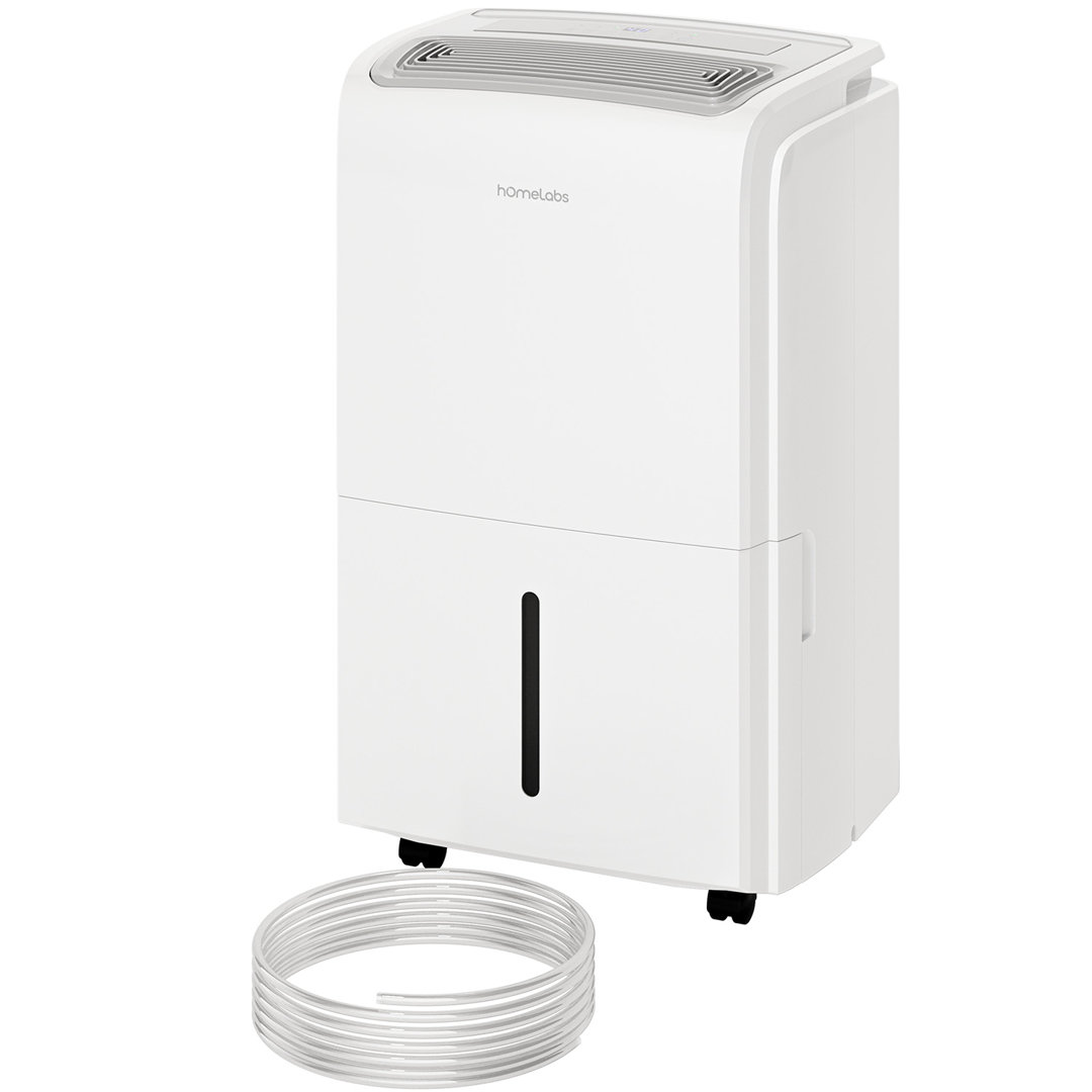 hOmeLabs 40 Pint Dehumidifier with Pump for up to 6,000 Sq Ft Rooms (MAX 104 Pint at 95°F, 90% RH) – Powerful Moisture Removal for Medium to Large Rooms and Basements hOmeLabs