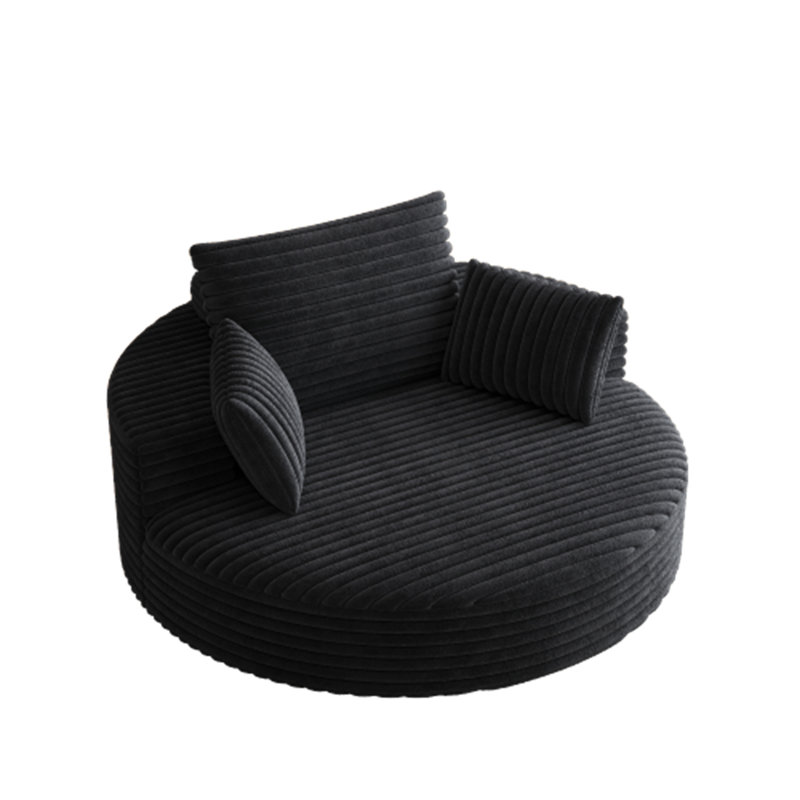 Chaise pivotante 55 po en chenille de velours côtelé L, Noir