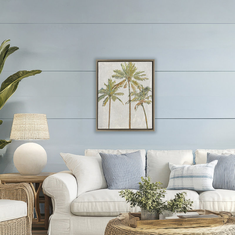 Cadre flottant Palm Pals Island Trees, design par Amber Sterling, H 31 po x l 25 po, Cadre flottant orme Montalcino
