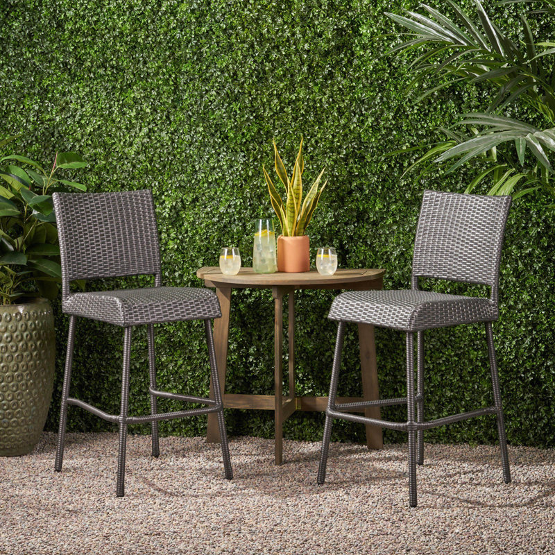 Forbus 2 - Person Acacia Wicker Patio Dining Set