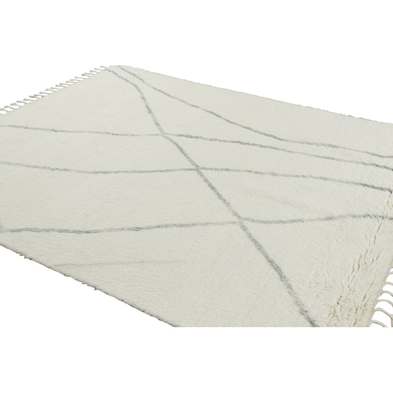 Moroccan Hand Knotted Wool Geometric Area Rug, Rectangle 10' x 14'