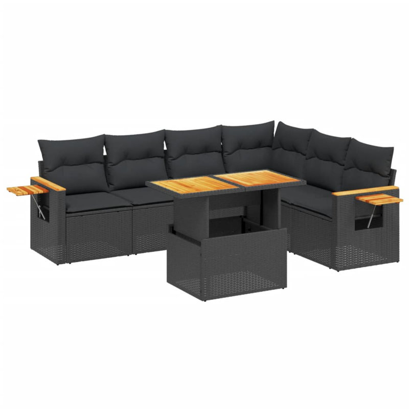  Ensemble de canapé de jardin noir