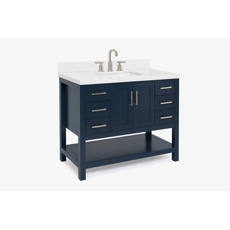 ARIEL Moille 42 Single Bathroom Vanity with Top, Midnight Blue, Rectangular