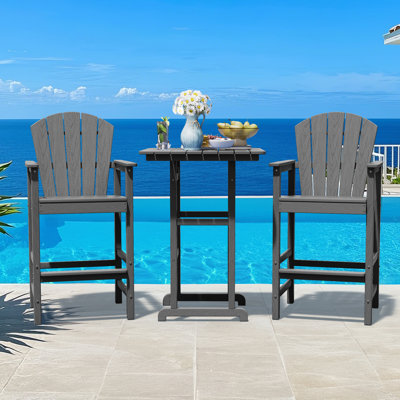 2-Person HDPE Square Outdoor Dining Set