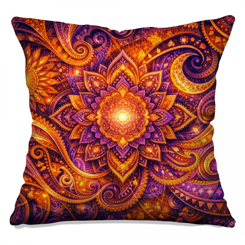 Vibrant Mandala Pattern Double Sided Throw Pillows, 14 x 14 inches
