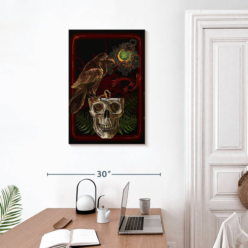 Hitzel Skull And Raven, 30" H x 20" W