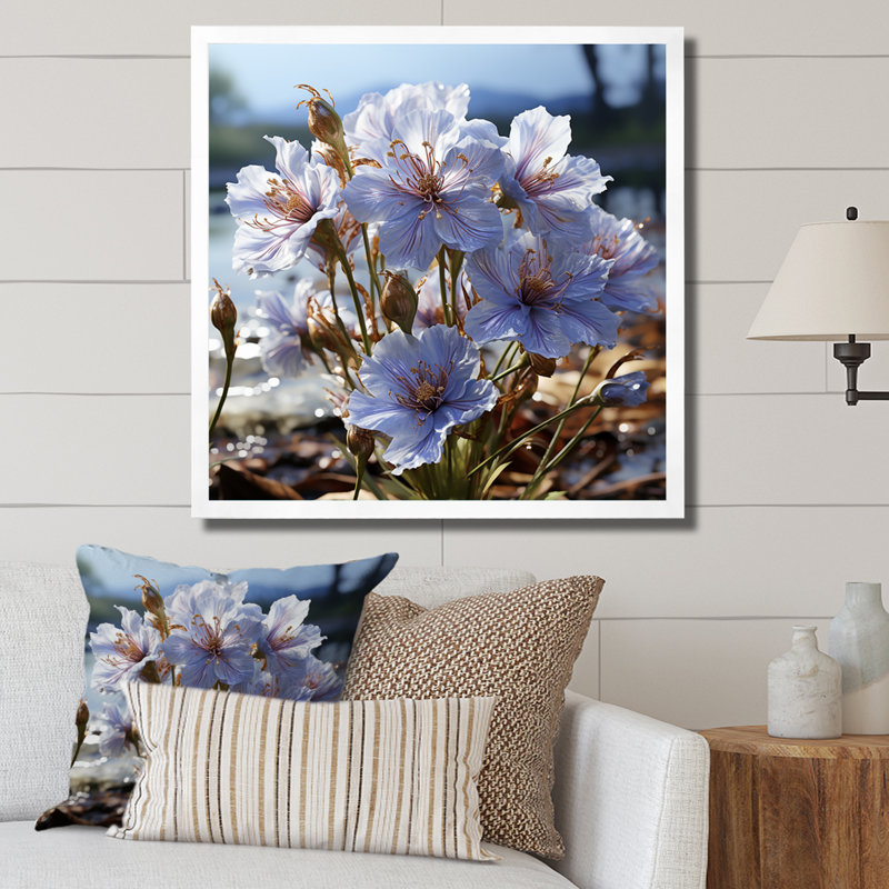«Mauve cornflowers», impression sur toile, H 24 po x l 24 po x P 1 po, Cadre simple blanc