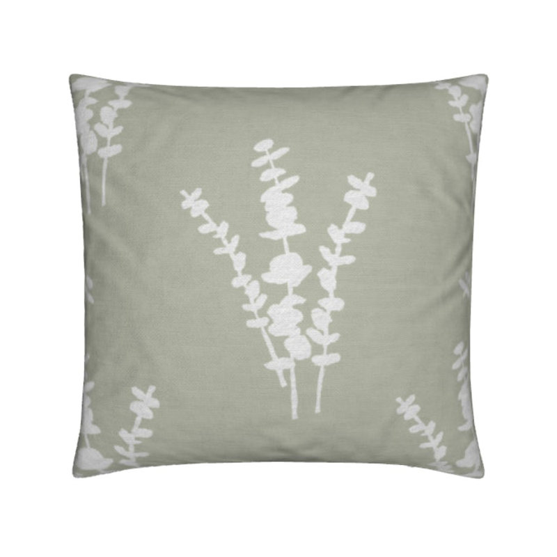Eucalyptus Square Pillow Cover & Insert, White/Sage Floral, 24"H x 24"W