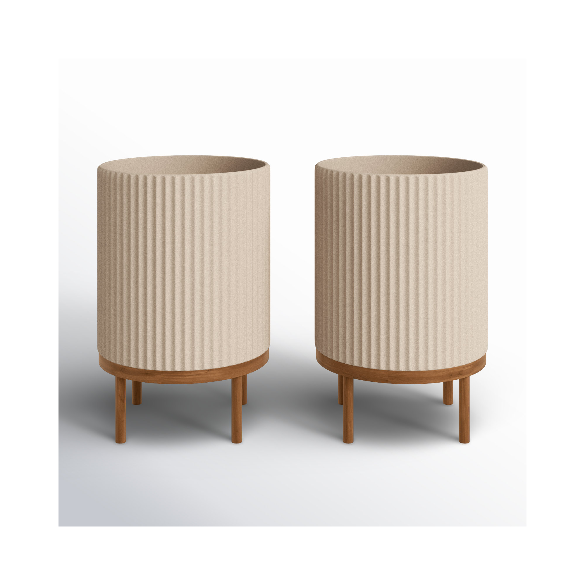 Demi Series Planter with Stand, Sand/Brown, 2, 22" H x 14.75" W x 14.75" D