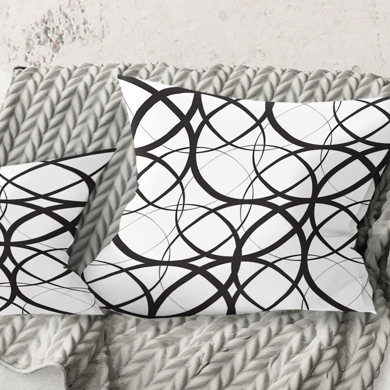Motif géométrique monochrome - Coussin Mid-Century, 16 po x 1 po