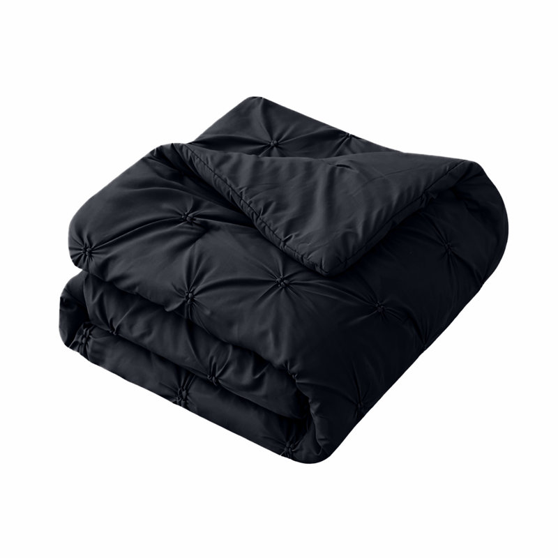 Microfiber Pintuck Duvet Cover Set – 2 Pillowcases, Black, Single Duvet Cover + 1 Standard Pillowcase