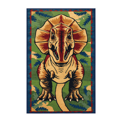 Tapis mauve à motif de dinosaures lavable à la machine