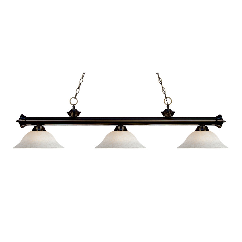 Chevelle 3 - Light Pool Table Lights Pendant, White Mottle, Bronze, 15" H x 59" W x 16" D
