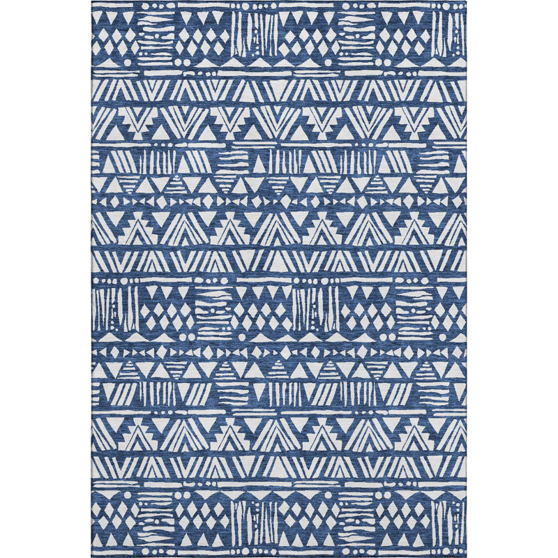 Premium Machine Washable Prisco Navy Rug, Rectangle 10' x 14'
