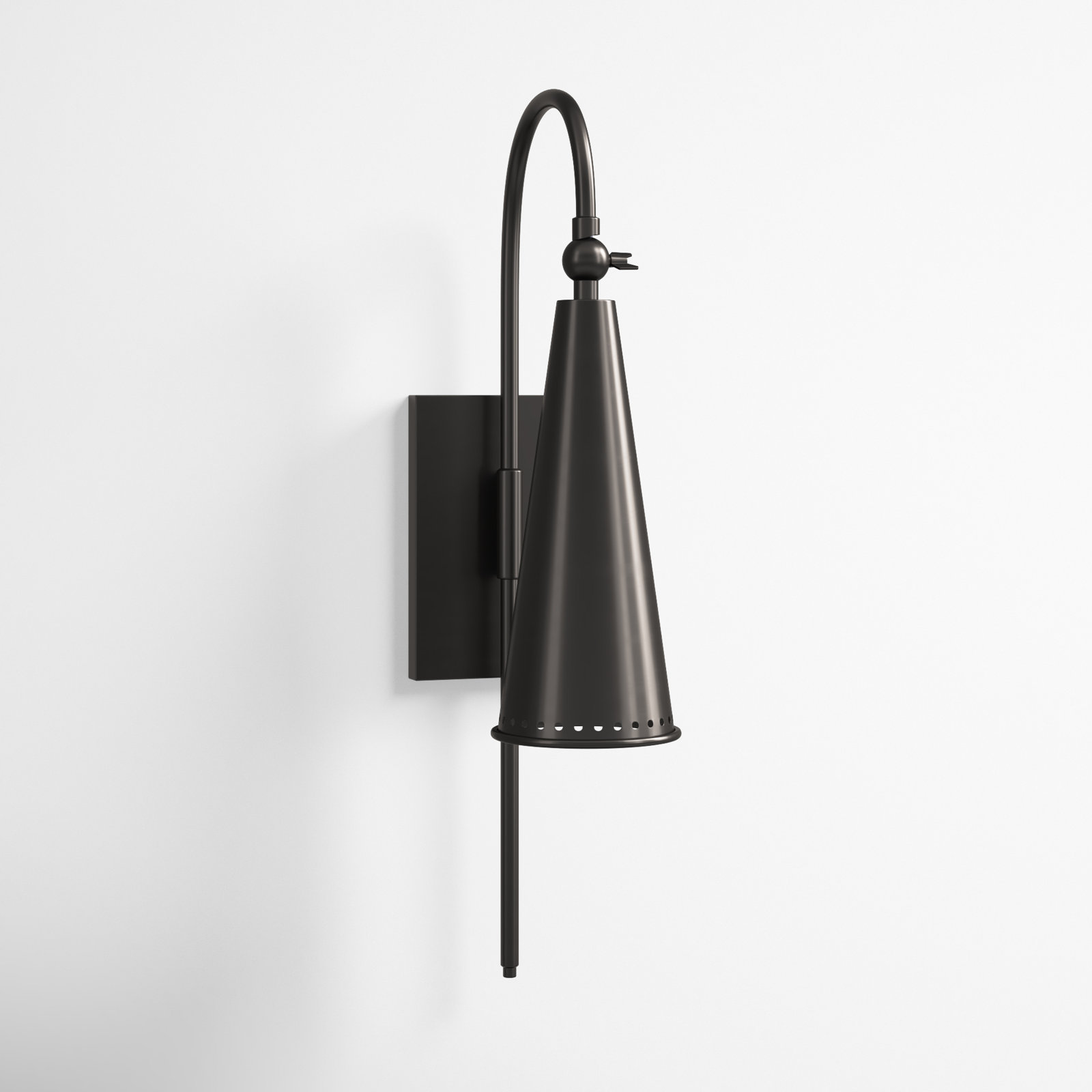 Darla Single Light Steel Dimmable Armed Sconce, Old Bronze
