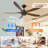 Wood Ceiling Fan No Light With Remote Control, Low Profile Ceiling Fan Without Light,Noiseless Reversible Dc Motor With Timer