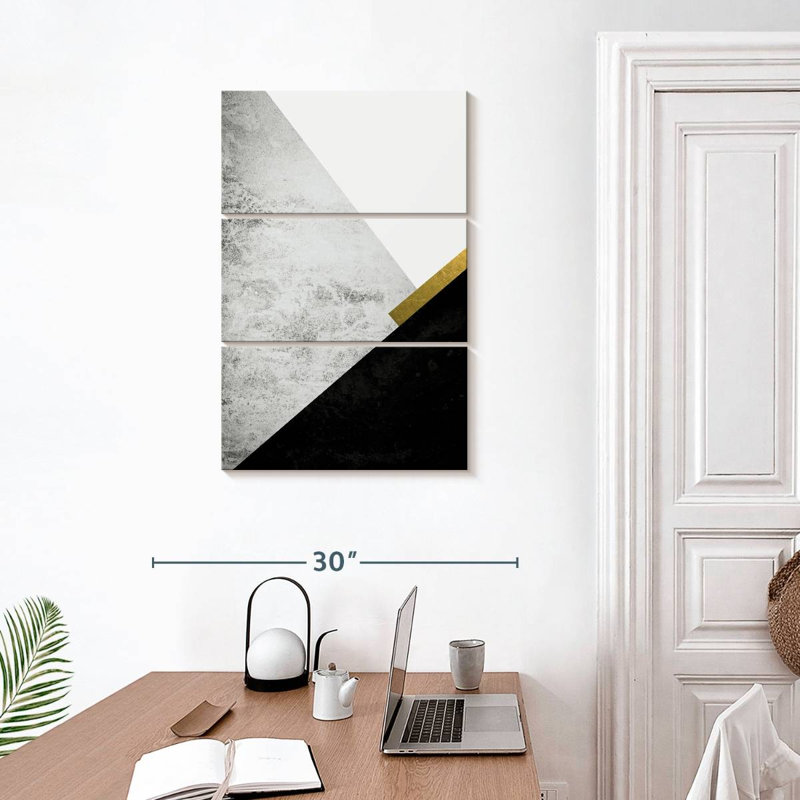 Avery Black Grey Gold Mountains I, 32" H x 20" W