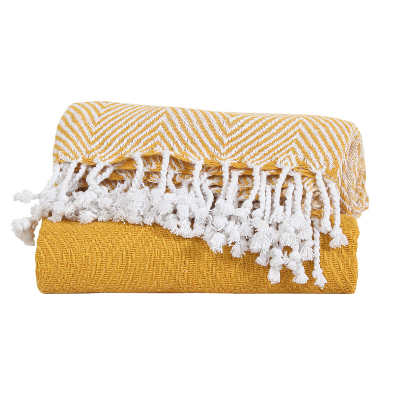Hand Woven Throw Blanket, Yellow